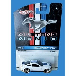 2009 Hot Wheels 2007 Ford Shelby GT-500 Mustang Mania Series White 1:64 NIP VHTF